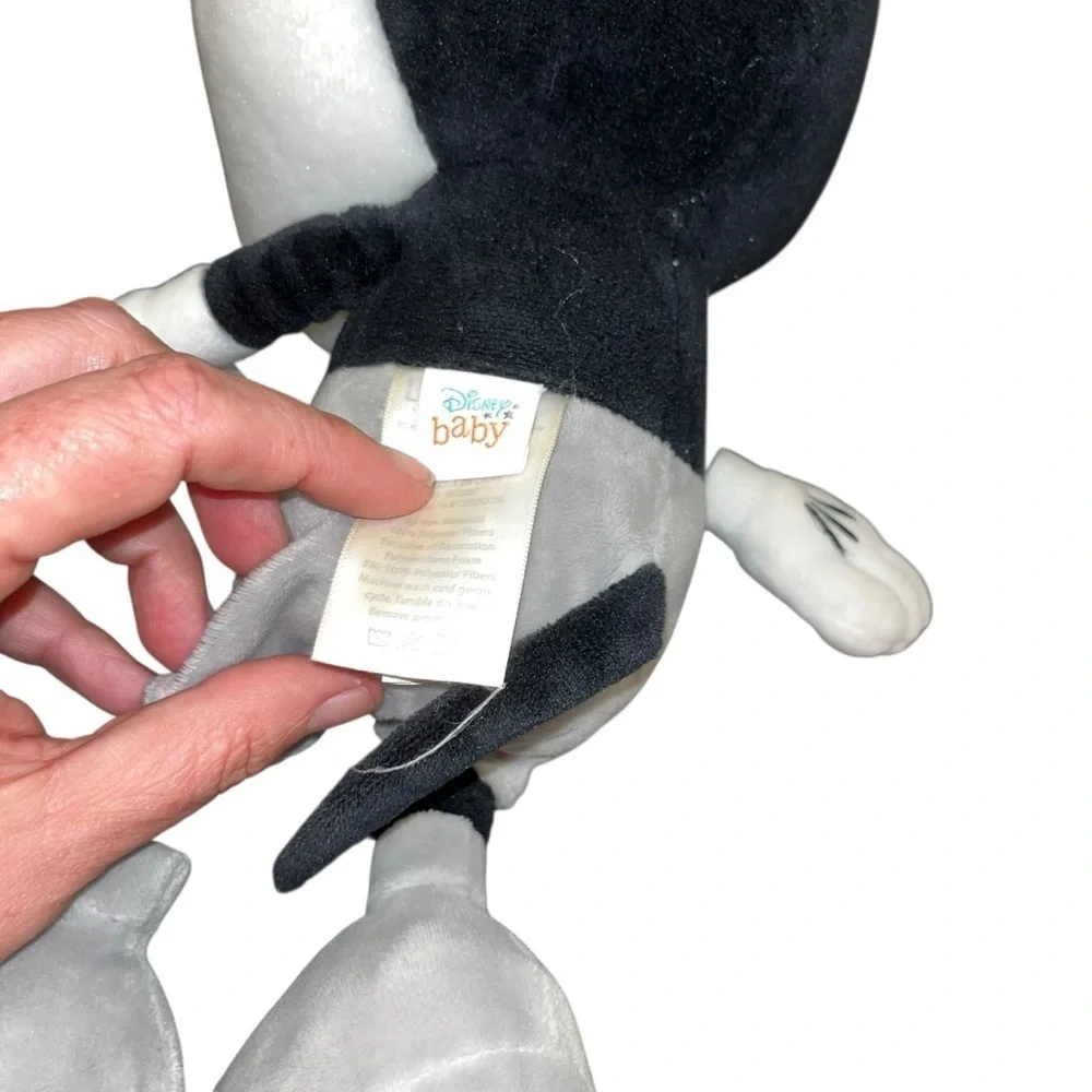 Disney baby black white gray plush Mickey Mouse 12” super soft
